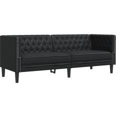 vidaXL Chesterfield Black Sofa 194cm 3 Seater