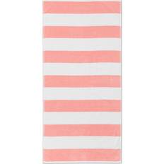 Sun Squad Striped Beach Peach White Bath Towel Pink, White (147.3x71.1cm)
