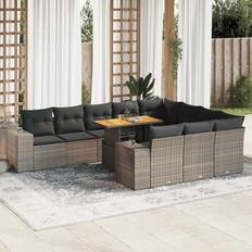 Outdoor garden sofa vidaXL 10-Piece Garden Sofa with Cushions Outdoor Lounge Set