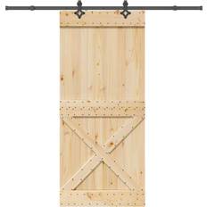 vidaXL Med Beslag 100x210 cm Massiv Furu Skjutdörr (100x210cm)