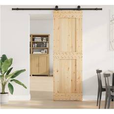Skjutdörrar på rea vidaXL Med Beslag 70x210 cm Massiv Furu Skjutdörr (x210cm)
