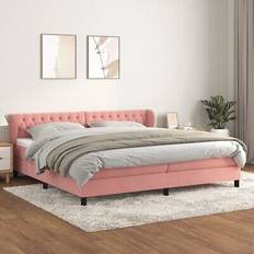 200 cm - Pink Kontinentalsenge vidaXL Med Madras 200x200 cm Fløjl Lyserød Kontinentalseng