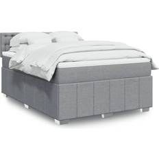 vidaXL Ramsäng Med Madrass Ljusgrå 140x190 cm Kontinentalsäng