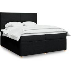 200 cm - Enkeltsenge Kontinentalsenge vidaXL Med Madras 200x200 cm Stof Sort Kontinentalseng