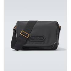Guld Messenger-tasker Tom Ford Leather Trimmed Messenger Bag - Black