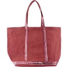 Hør Håndtasker Vanessa Bruno Linen Shopping Bag with Leather - Pink