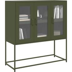 vidaXL Olive Green Black Storage Cabinet 100.5 x 39 x 107 cm Sideboard