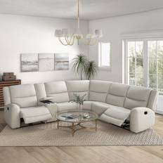 Furniture of America Jorwyn Reclining Sectional Beige Sofa 128" 3 Seater