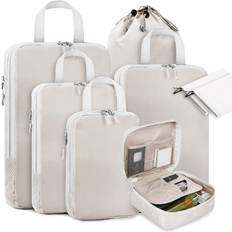 Beige Travel Accessories Rebrilliant Fabric 8 Piece Storage Bag Set