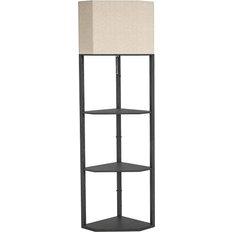 Linen Lighting Homcom Corner Modern with Shelves Grey Floor Lamp 159cm