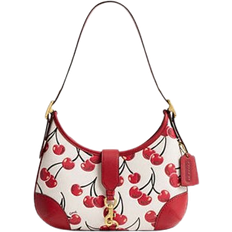 Coach Beige Tasker Coach Hamptons Hobo Bag With Cherry Print - Brass/Chalk Multi