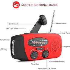 Vevradio med powerbank Crank radio with Solar cells 2000mAh Powerbank Sos