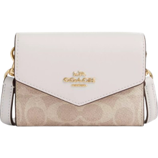 Coach Mini Envelope Wallet With Strap In Signature Canvas - Gold/Sand/Chalk