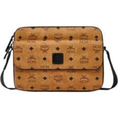 MCM Aren Messenger Bag In Visetos Medium - Cognac