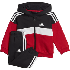 adidas Infant Tiberio 3-Stripes Colorblock Fleece Track Suit - Black/White/Better Scarlet (IJ6324)