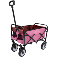 Utility Wagons Bed Bath & Beyond Collapsible Wagon Cart with Strapping System Utility Cart for Camping Shopping Gardeing Supports 225lbs All-Terrain Wheels Pink (25.98 In. L X 17.32 In. W X 37.4 In. H)