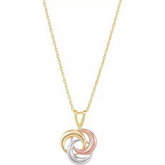 Macy's Tricolor Love Knot Pendant Necklace - Gold/Rose Gold/White Gold