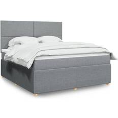 vidaXL Ramsäng Med Madrass Ljusgrå 180x200 cm Kontinentalsäng