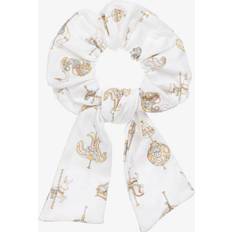 White Hair Ties Atelier Choux Girls White Carousel Print Hair Elastic