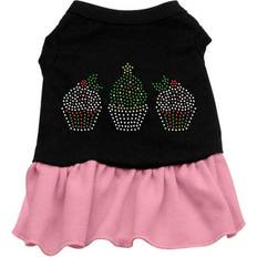 Pets Mirage Pet Products Christmas Cupcakes Rhinestone Dress Black with Pink Sm