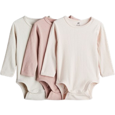 Bodyt H&M Baby Ribbed Bodysuits - Dusty Pink/Light Beige (0993598043)