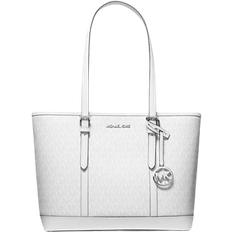 Michael Kors Jet Set Travel Small Signature Logo Top Zip Tote Bag - Optic White