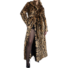 River Island Faux Fur Leopard Maxi Coat - Brown