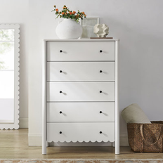 Modway White Chest of Drawers modway Emmeline Scalloped 5-Drawer White Chest of Drawer