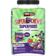 D Vitamins Gut Health Force Factor Kids Super Chews Superfoods Very Berry Grape 60 pcs