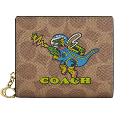 Coach Cosmic Snap Wallet In Signature Canvas With Rexy Print - Gold/Tan Multi