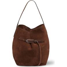 Liffner Belted Large Bucket Bag - Dark Brown/Silver