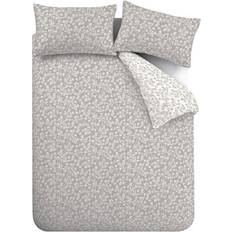 OEKO-TEX Bed Linen Catherine Lansfield Grace Floral Leaf Duvet Cover White, Grey (200x135cm)