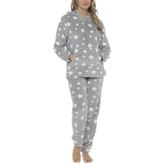 Daisy Dreamer Women's Plush Fleece Hooded Pyjama Set - Grey