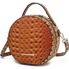 Orange Crossbody Bags MKF Collection Ynnari Women Crossbody Croc-Embossed Round Chic Handbag - Orange