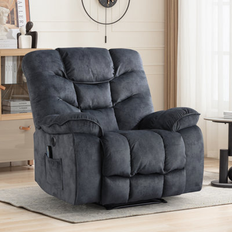 Latitude Run 40.9" Wide Modern Skin-friendly Super Soft Heated Massage Power Recliner Chair w/ USB Port Microfiber/Microsuede Wayfair Blue-Grey (41.3" H X 40.9" W X 37.8" D)