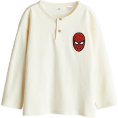 Buttons Sweatshirts Children's Clothing H&M Cotton Grandfather Shirt - Light Yellow/Spider-Man