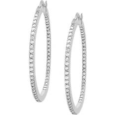 Macy's In & Out Hoop Earrings - Silver/Diamonds