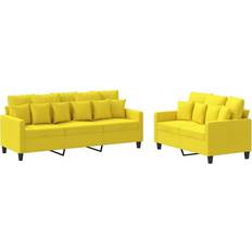 2-sits - Soffgrupper Soffor vidaXL Soffgrupp Med Dynor 2 Delar Ljusgul Tyg Soffa 3-sits, 2-sits