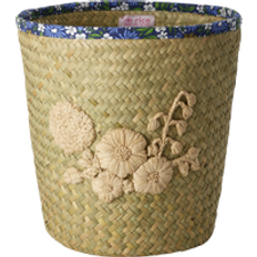 Rice Raffia Basket with Flower Embroidery Korg