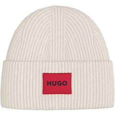 HUGO BOSS Wollen Muts Met Labelpatch - Offwhite