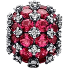 Pandora Sparkling Pavé Round Charm - Silver/Transparent/Pink