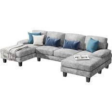 Ebern Designs Ahupendra 3-Piece Gray Chenille Sofa 110.2" 4 Seater