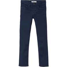 Ajustado Pantalones Name It Kid's Twill Trousers - Dark Sapphire