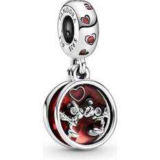 Pandora Disney Mickey Mouse & Minnie Mouse Love and Kisses Dangle Charm - Silver/Red