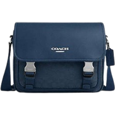 Leather - Men Messenger Bags Coach Racer Messenger Bag In Signature Jacquard - Non Leather/Silver/Denim/Dark Denim