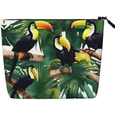 MDATT Toucans Parrot Palm Tree Leaves Versatile Travel Toiletry Bag - Black