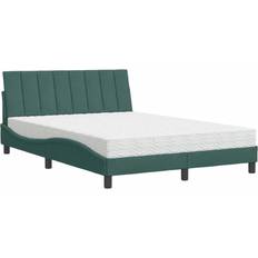 120 cm - Grøn Sengepakker vidaXL Seng Med Madras 120x200 cm Velour Mørkegrøn Sengesæt