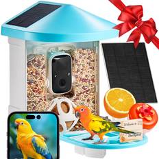 VEVOR Bird Feeder with Camera 2 Panels on the Roof side + 1 External 3W Panel