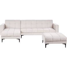 Hörnsoffor - Recliner Beliani Hörnsoffa Med Fotpall Alnes Off-white Svart Soffa
