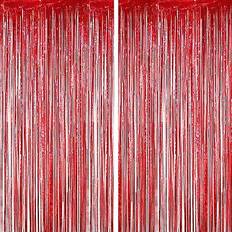 Red Doorway Party Curtains Uxcell Metallic Tinsel Foil Fringe Curtain Streamer 2 Pcs